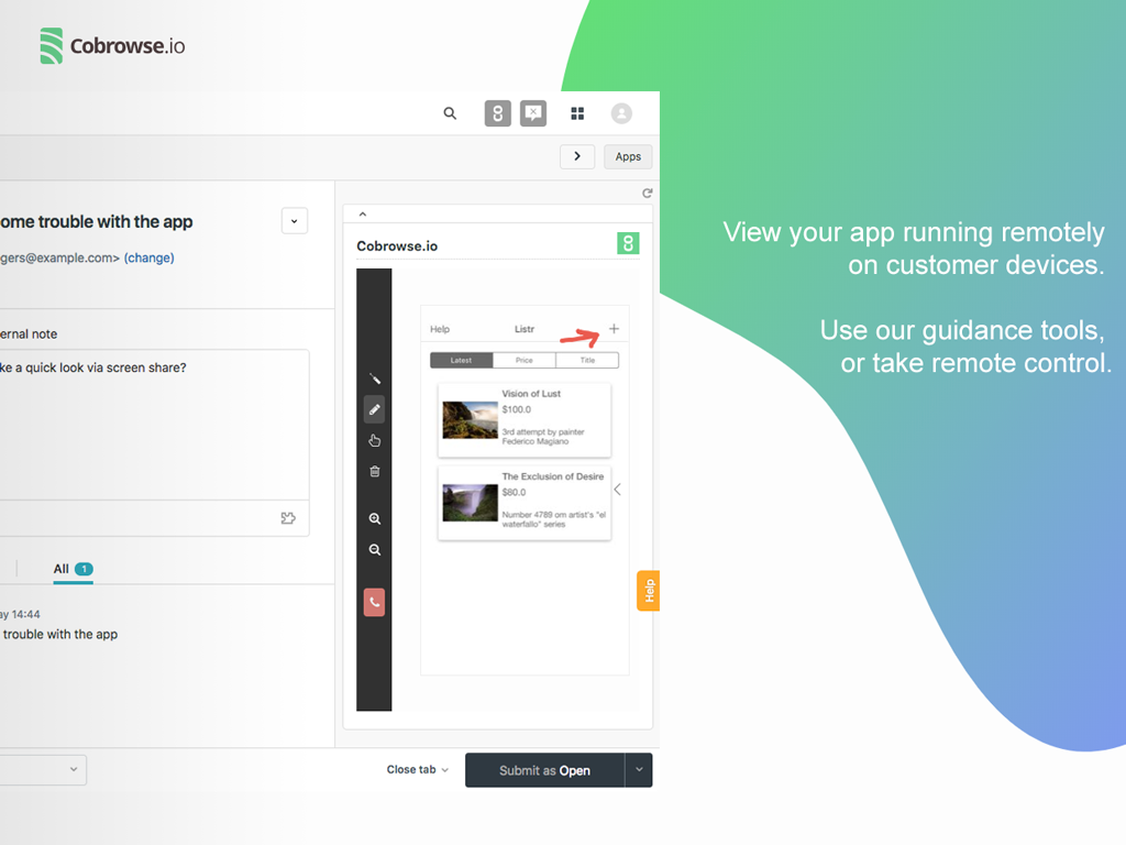 Cobrowse.io App Integration with Zendesk Support